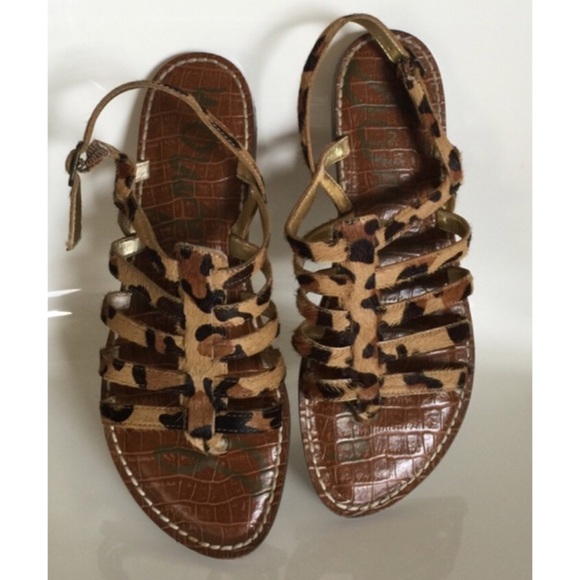 SAM EDELMAN S HAMILTON Leopard STRAPPY SANDALS 8.5 - Picture 2 of 9